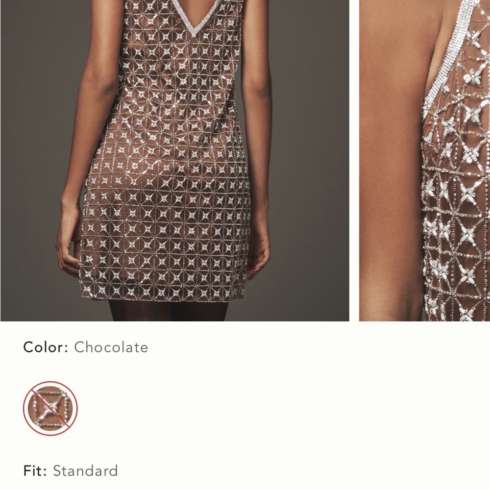 SAYLOR Chocolate Beaded Sequin Mini Dress - Picture 4 of 5